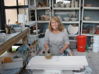 Jacquelyn Zajac in her Black Creek Pottery studio